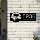 Custom Metal Airplane plane pilot Metal Address Sign, House number, Outdoor Number Signage, Yard Sign Address Plate