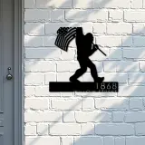 Custom Metal Bigfoot Sasquatch With US Flag Metal Address Sign Custom Hanging Address Plaque Yard Sign Outdoor Sign