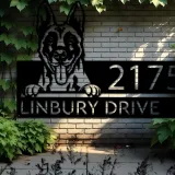 Custom Metal Belgian Malinois dog cute puppy Metal Address Sign House number Hanging Address Plaque Yard Sign Outdoor decor