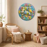 Playful Pet Birds and Parakeets Kids Room Wall Clock