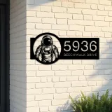Custom Metal Astronaut Spaceman Metal Address Sign Custom House number Hanging Address Plaque Yard Sign Outdoor