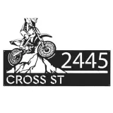 Custom Metal Dirtbike Motocross rider Mountain climbing Metal Address Sign, House number, Outdoor Number Signage, Yard Sign Address Plate