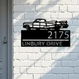 Custom Metal Old car Metal Address Sign, House number, Outdoor Number Signage, Yard Sign Address Plate