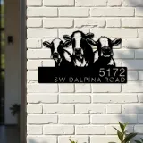 Custom Metal Cows Farmhouse ranch animals Metal Address Sign, House number, Outdoor Number Signage, Yard Sign Address Plate