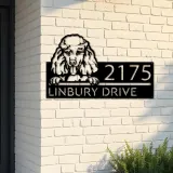 Custom Metal Poodle dog Cute puppy Metal Address Sign House number Hanging Address Plaque Yard Sign Outdoor decor