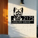 Custom Metal Yorkshire Terrier dog Puppy Metal Address Sign House number Hanging Address Plaque Yard Sign Outdoor decor