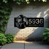 Custom Metal US Construction worker Metal Address Sign, House number, Outdoor Number Signage, Yard Sign Address Plate