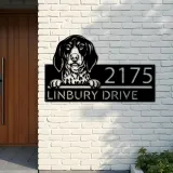 Custom Metal Bluetick coonhound dog cute puppy Metal Address Sign House number Hanging Address Plaque Yard Sign Outdoor decor