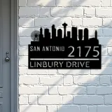 Custom Metal San Antonio city skyline Metal Address Sign Hanging Address Plaque house number Yard Outdoor Sign