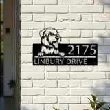 Custom Metal Wheaten Terrier dog Puppy Metal Address Sign House number Hanging Address Plaque Yard Sign Outdoor decor