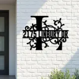 Custom Metal Floral Monogram Split Letter L Metal Address Sign House number Hanging Address Plaque Yard Sign Outdoor decor