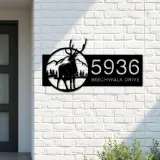 Custom Metal Deer wild life mountain forest Metal Address Sign, House number, Outdoor Number Signage, Yard Sign Address Plate