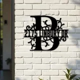 Custom Metal Floral Monogram Split Letter B Metal Address Sign House number Hanging Address Plaque Yard Sign Outdoor decor