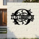 Custom Metal Floral Monogram Split Letter O Metal Address Sign House number Hanging Address Plaque Yard Sign Outdoor decor