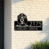 Custom Metal Bluetick coonhound dog US glasses Metal Address Sign House number Hanging Address Plaque Yard Sign Outdoor decor