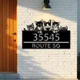 Custom Metal Cute peeking cats kittens Metal Address Sign, House number, Outdoor Number Signage, Yard Sign Address Plate