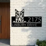 Custom Metal Red Heeler Dog Cute puppy Metal Address Sign House number Hanging Address Plaque Yard Sign Outdoor decor