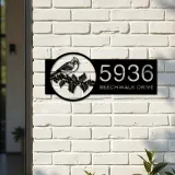 Custom Metal Red cardinal bird Metal Address Sign, House number, Outdoor Number Signage, Yard Sign Address Plate
