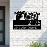 Custom Metal Cows Heifers farmhouse Metal Address Sign House number Hanging Address Plaque Yard Sign Outdoor decor