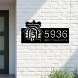 Custom Metal Border Collie dog puppy welcome Metal Address Sign, House number, Outdoor Number Signage, Yard Sign Address Plate