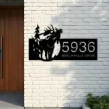 Custom Metal Elk wild life forest Metal Address Sign, House number, Outdoor Number Signage, Yard Sign Address Plate