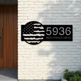 Custom Metal Distressed USA Flag Patriotic Metal Address Sign, House number, Outdoor Number Signage, Yard Sign Address Plate