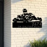 Custom Metal Go kart driver racing Metal Address Sign, House number, Outdoor Number Signage, Yard Sign Address Plate