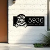 Custom Metal Scottish fold Cute peeking cat Metal Address Sign, House number, Outdoor Number Signage, Yard Sign Address Plate