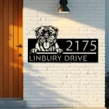 Custom Metal Mastiff dog Cute puppy Metal Address Sign House number Hanging Address Plaque Yard Sign Outdoor decor