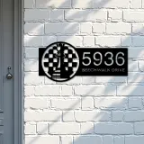 Custom Metal Chess board chess player Metal Address Sign Custom House number Hanging Address Plaque Yard Sign Outdoor