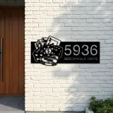 Custom Metal Casino poker Metal Address Sign Custom House number Hanging Address Plaque Yard Sign Outdoor