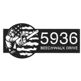 Custom Metal Arborist tree surgeon US flag Metal Address Sign, House number, Outdoor Number Signage, Yard Sign Address Plate