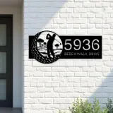 Custom Metal Golfer Golf Club Metal Address Sign, House number, Outdoor Number Signage, Yard Sign Address Plate