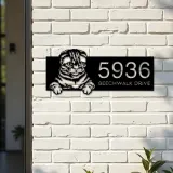 Custom Metal Scottish fold Cute peeking cat Metal Address Sign, House number, Outdoor Number Signage, Yard Sign Address Plate