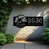 Custom Metal Killer whale Wild animal wildlife Metal Address Sign, House number, Outdoor Number Signage, Yard Sign Address Plate