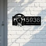 Custom Metal Music is my life headset Metal Address Sign Custom House number Hanging Address Plaque Yard Sign Outdoor