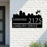 Custom Metal Albuquerque city skyline Metal Address Sign Hanging Address Plaque house number Yard Outdoor Sign