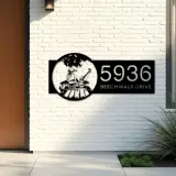 Custom Metal Mom and daughter go fishing Metal Address Sign Custom House number Hanging Address Plaque Yard Sign Outdoor