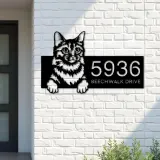 Custom Metal Somali Cute peeking cat kitten Metal Address Sign, House number, Outdoor Number Signage, Yard Sign Address Plate