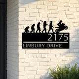 Custom Metal Motocycle evolution biker Metal Address Sign, House number, Outdoor Number Signage, Yard Sign Address Plate