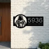 Custom Metal Astronaut Spaceman Metal Address Sign Custom House number Hanging Address Plaque Yard Sign Outdoor
