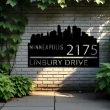 Custom Metal Minneapolis city skyline Metal Address Sign Hanging Address Plaque house number Yard Outdoor Sign