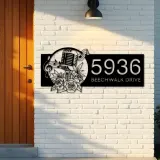 Custom Metal Floral microphone Musical notes Metal Address Sign, House number, Outdoor Number Signage, Yard Sign Address Plate