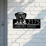 Custom Metal Bullmastiff dog US flag glasses Metal Address Sign House number Hanging Address Plaque Yard Sign Outdoor decor