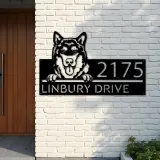 Custom Metal Alaskan Malamute dog cute puppy Metal Address Sign House number Hanging Address Plaque Yard Sign Outdoor decor