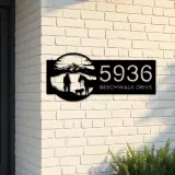 Custom Metal Hunter on the lake Metal Address Sign, House number, Outdoor Number Signage, Yard Sign Address Plate