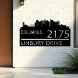 Custom Metal Columbus city skyline Metal Address Sign Hanging Address Plaque house number Yard Outdoor Sign