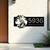 Custom Metal Parrot bird on tree branch Metal Address Sign Custom Hanging Address Plaque House number Yard Sign Outdoor Sign