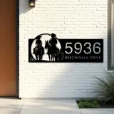 Custom Metal Cowboy horse rider Metal Address Sign, House number, Outdoor Number Signage, Yard Sign Address Plate