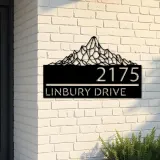 Custom Metal Mountain scene Metal Address Sign, House number, Outdoor Number Signage, Yard Sign Address Plate002